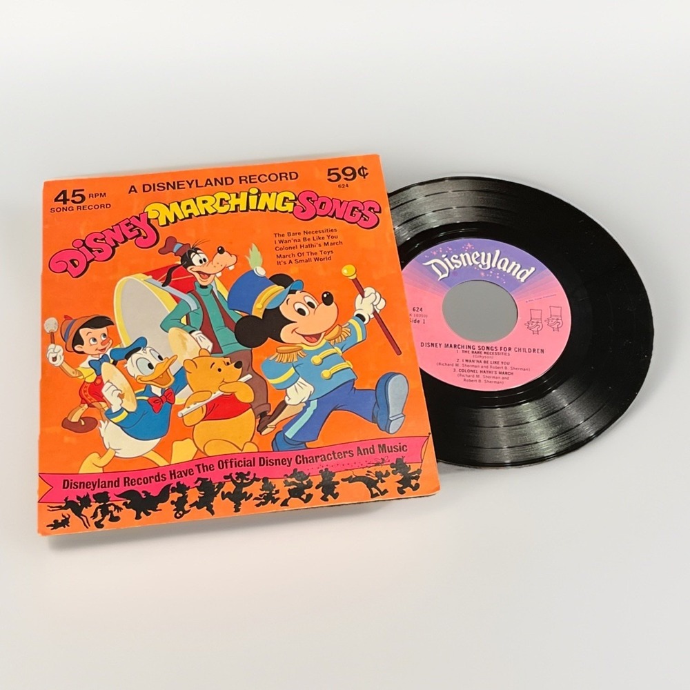 Vintage Vinyl 45 1975 Disney Marching Songs Original Sleeve NEAR MINT -